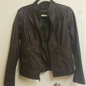 Women's dark brown Guess leathermjacket